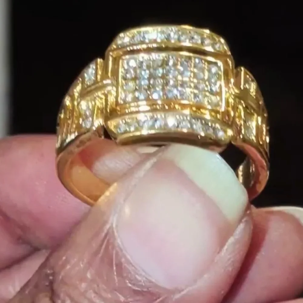 3ct round Cut Moissanite 14k Yellow Gold Plated Mens Royal Style Ring Sz 11